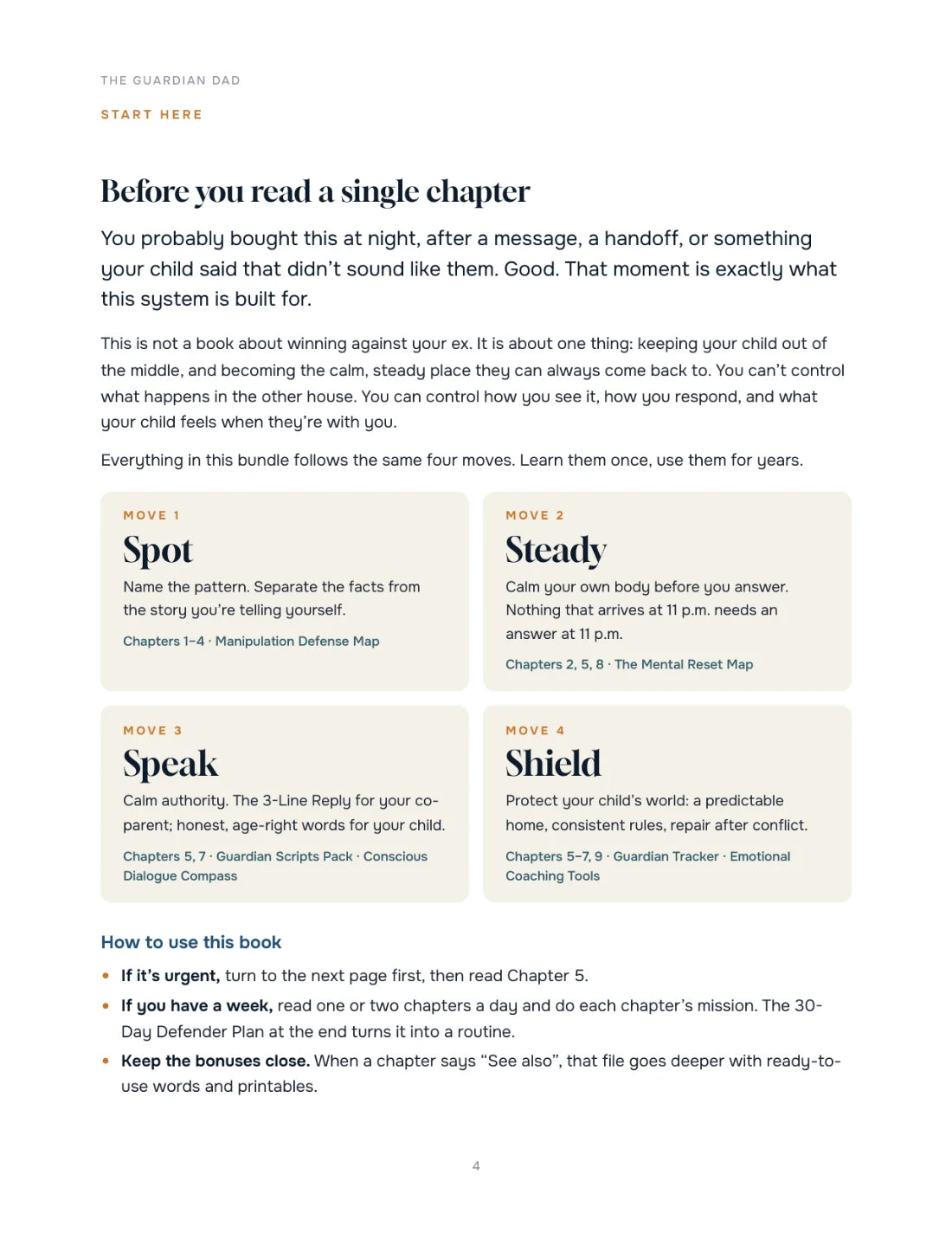 The 4 moves at a glance